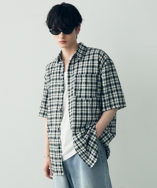 「Shoowtime」 半袖シャツ MEDIUM ブルー メンズ_画像5