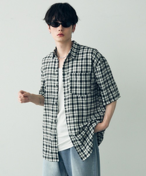 「Shoowtime」 半袖シャツ MEDIUM ブルー メンズ_画像6
