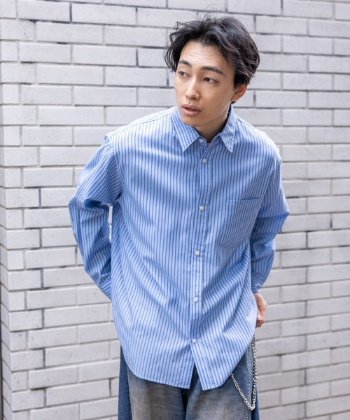 RAGEBLUE（レイジブルー） シャツ 80TC Broad Stripe Over Shirt