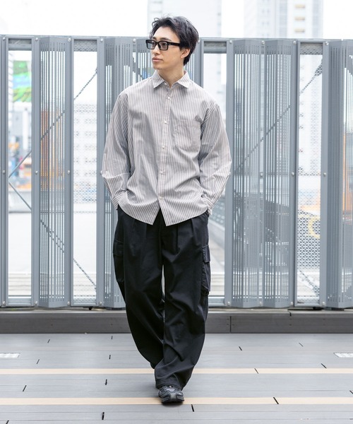 RAGEBLUE（レイジブルー） シャツ 80TC Broad Stripe Over Shirt