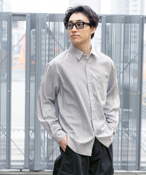 EUROストライプオーバーシャツ RAGEBLUE（レイジブルー） シャツ 80TC Broad Stripe Over Shirt