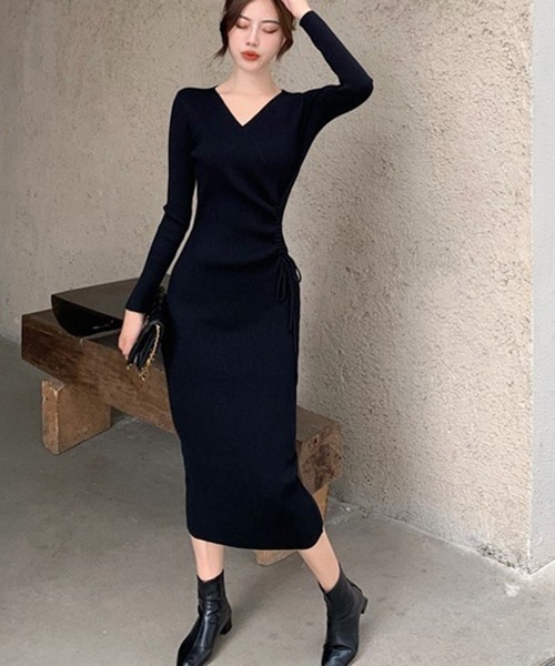 「Miniministore」 ニットワンピース フリー チャコールグレー レディース_画像6