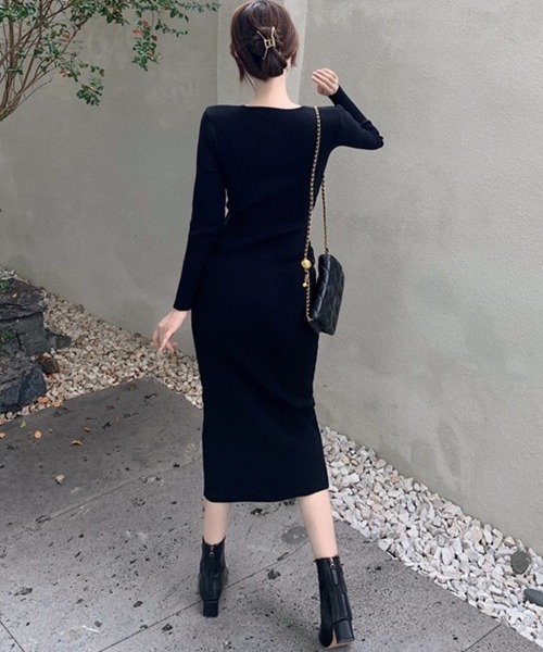 「Miniministore」 ニットワンピース フリー チャコールグレー レディース_画像7