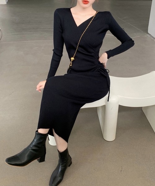 「Miniministore」 ニットワンピース フリー チャコールグレー レディース_画像9