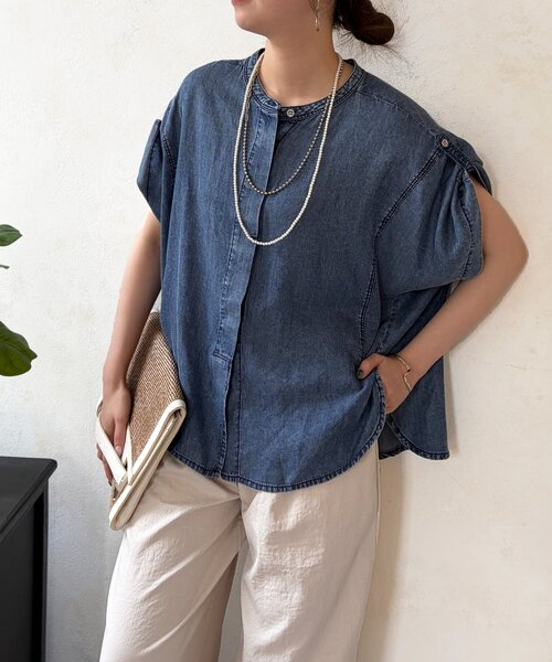 Chez toi（シェトワ） ブラウス シャツ 半袖 「体型カバー」「2WAY仕様