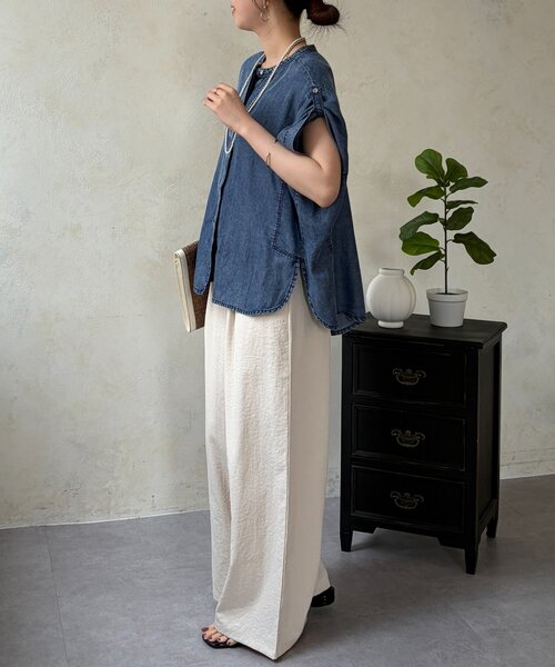 Chez toi（シェトワ） ブラウス シャツ 半袖 「体型カバー」「2WAY仕様