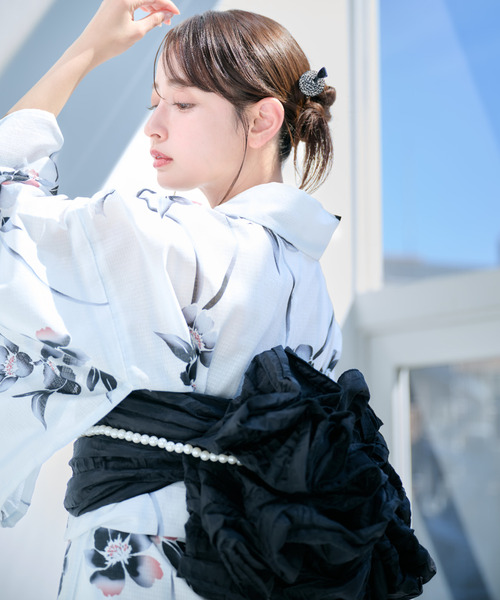 浴衣 選べる 浴衣 2点セット 「帯+浴衣」 水彩タッチの大人花柄 レディース