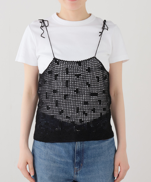 ブラウス シャツ SAYAKA DAVIS CROCHET CAMISOLE WKT130-PC：キャミブラウス レディースの画像
