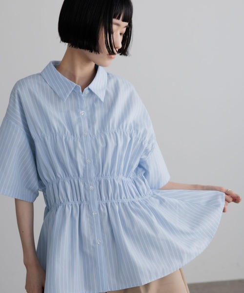 tシャツ ストライプシャーリングＳＳ 675847 レディースの画像