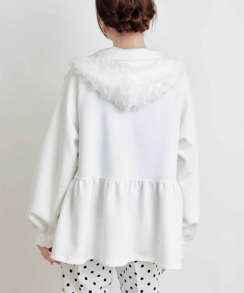 「PICCIN PERLA」 ジップアップパーカー M ライトグレー レディース_画像4