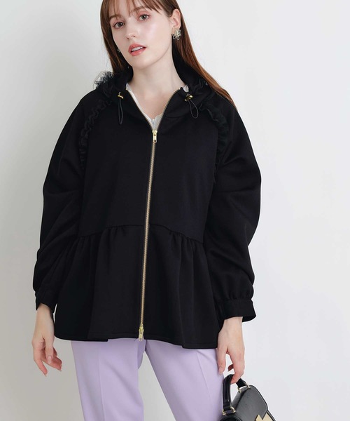 「PICCIN PERLA」 ジップアップパーカー M ライトグレー レディース_画像8