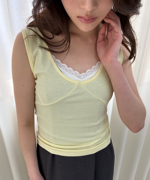 cocoさん専用★レーストリムカップインキャミソール FUULLY STUDIO キャミソール レーストリムカップ付きキャミソール