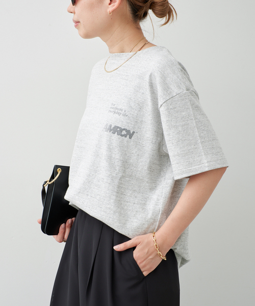 AMRCN ロゴ 半袖 Tシャツ グレー フリーサイズ AMERICANA（アメリカーナ） tシャツ 半袖 「AMERICANA/アメリカーナ