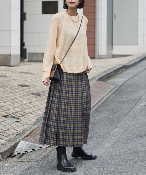 「Audrey and John Wad」 プリーツスカート M ネイビー レディース_画像5