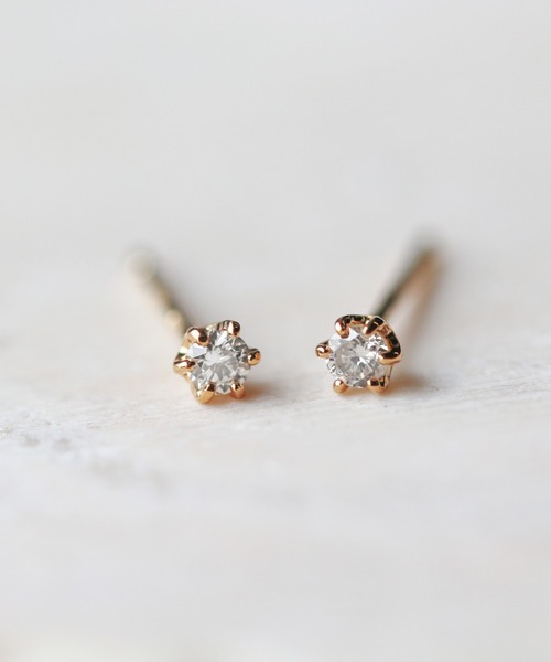 ピアス 一石 ダイヤモンド 0.05ct ピアス | K18 レディースの画像