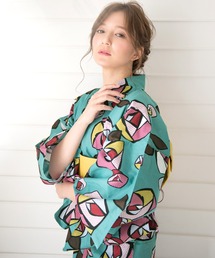 Dita : 1人で着られる浴衣4点セット（ゆかた・しわへこ帯・下駄・・腰ひも） Dita 浴衣 1人で着られる浴衣5点セット（ゆかた・しわへこ帯