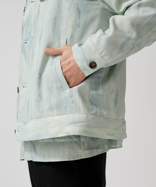 CLANE HOMME 総柄 スタンドカラージャケット サイズ1 ライトグリーン CLANE ジャケット テーラードジャケット 【CLANE HOMME】総柄
