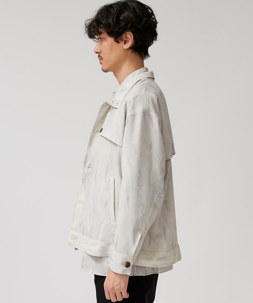 CLANE HOMME 総柄 スタンドカラージャケット サイズ1 ライトグリーン CLANE ジャケット テーラードジャケット 【CLANE HOMME】総柄