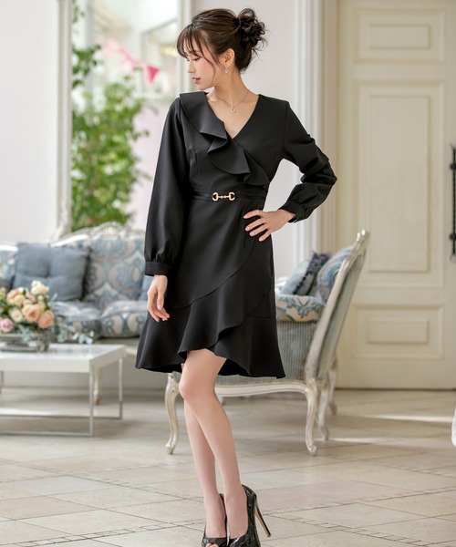 買い保障できる ワンピース ウエストマークカシュクールワンピース ワンピース カラー ブラック Www Scheuermann Gmbh De