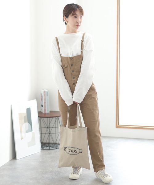 ElegChic サロペット オーバーオール ツイルマキシ丈サロペットボトム