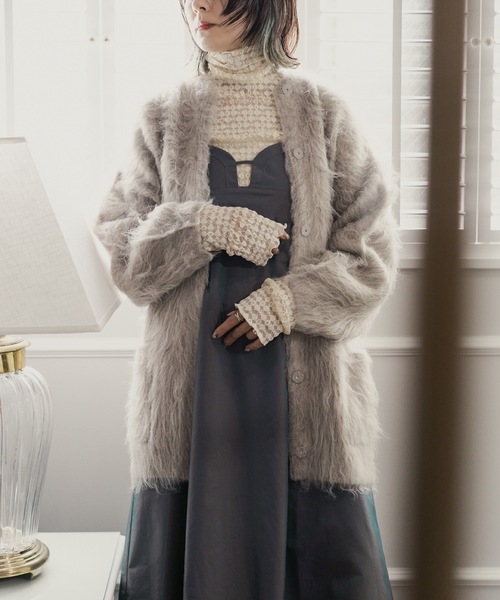 ニット セーター BRUSH FUR  CARDIGAN レディース
