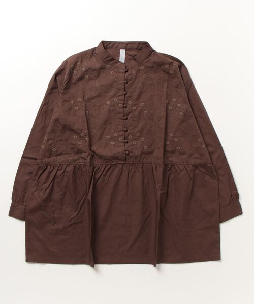 ブラウス シャツ EMAGO 花刺繍ブラウスチュニック レディース Emago ブラウス シャツ EMAGO 花刺繍ブラウスチュニック
