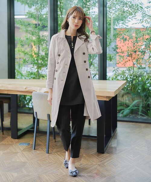 Tiaclasse トレンチコート コート 「洗える」リボンベルト付きトレンチ