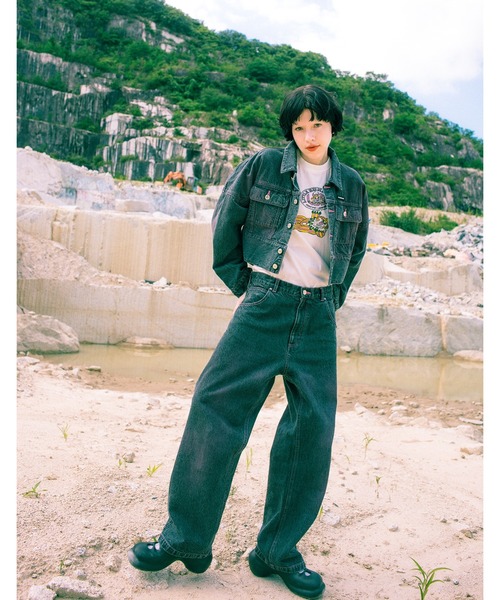 ジーンズ デニム デニムパンツ 「Little sunny bite」 airbrushed denim pants レディース メンズ