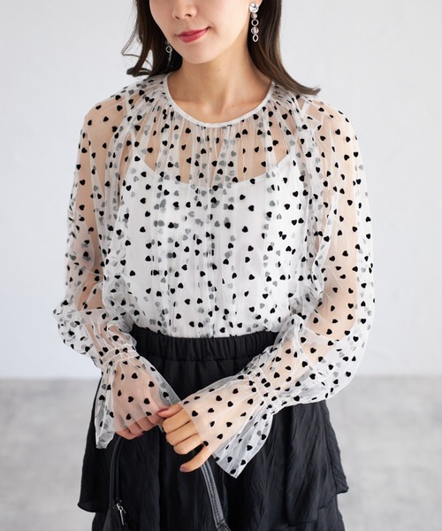 ブラウス シャツ 「ZOZO限定」ハートドットブラウス レディース tocco closet ブラウス シャツ 「ZOZO限定」ハートドットシアー