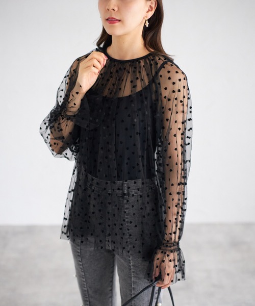 tocco closet ブラウス シャツ 「ZOZO限定」ハートドットシアー