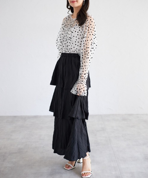 ドット柄タイトトップス❤️女子会やデートにぴったり年中使える可愛いハートデザイン tocco closet ブラウス シャツ 「ZOZO限定」ハートドットシアー