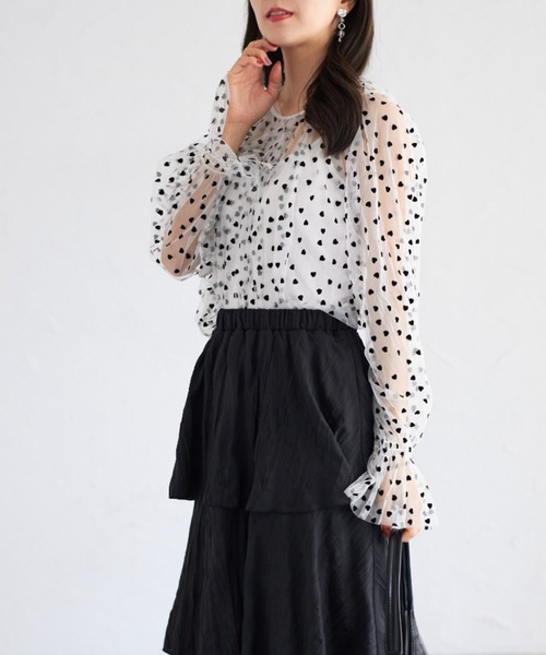 ブラウス シャツ 「ZOZO限定」ハートドットシアーブラウス レディース tocco closet ブラウス シャツ 「ZOZO限定」ハートドットシアー