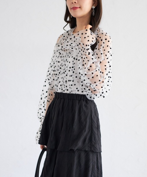 tocco closet ブラウス シャツ 「ZOZO限定」ハートドットシアー