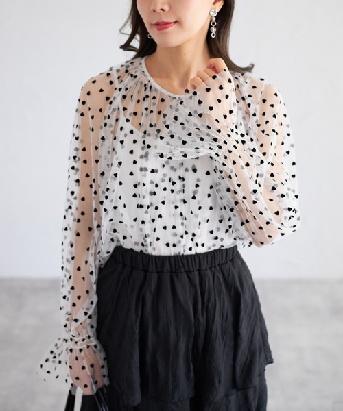 tocco closet ブラウス シャツ 「ZOZO限定」ハートドットシアー