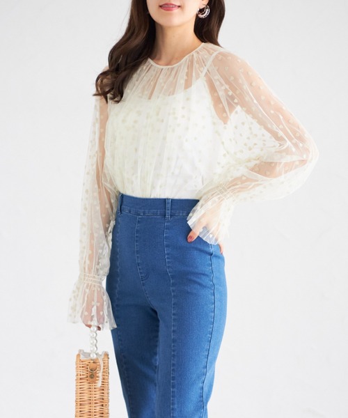 ブラウス シャツ 「ZOZO限定」ハートドットシアーブラウス レディース tocco closet ブラウス シャツ 「ZOZO限定」ハートドットシアー