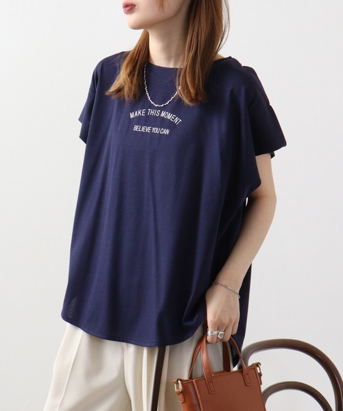 tシャツ BRODIAEA 袖タックロゴT レディース