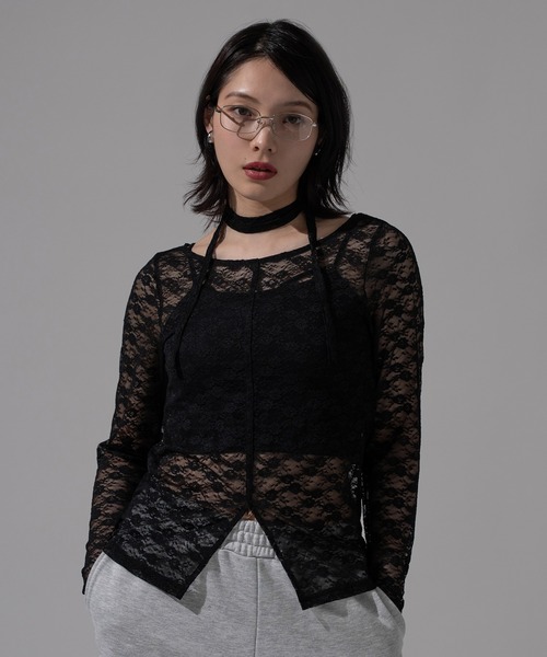 【mi】ＡＤＯＲＥ レーストップス ADORE(アドーア)｜ベリーレースブラウス/ブラック の通販｜ELLESHOP