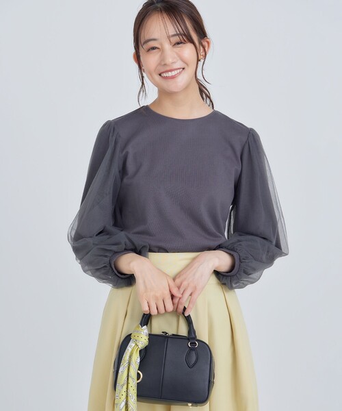 tシャツ ミニ裏毛チュールスリーブ カットソー レディース tシャツ Tシャツ ミニ裏毛チュールスリーブ カットソー レディース