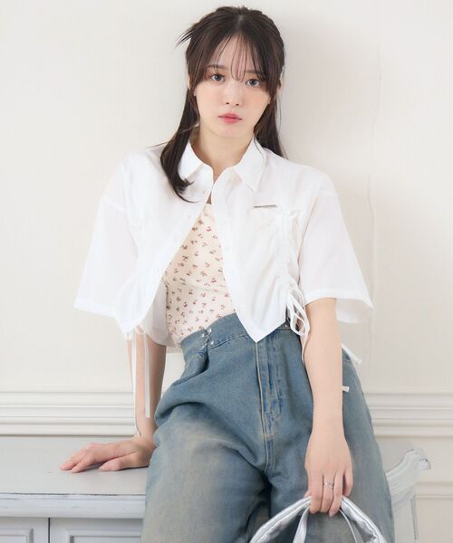 ブラウス シャツ フロントドロストシャツ レディース フロントドロストSH|ems excite | RETRO GIRL ONLINE STORE