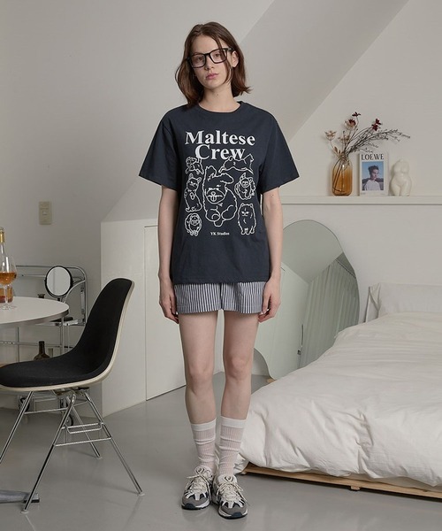 tシャツ 「UNISEX」Wai Kei／マルチーズクルーラインT レディース メンズ WaiKei tシャツ 「UNISEX」Wai Kei／マルチーズクルーラインT