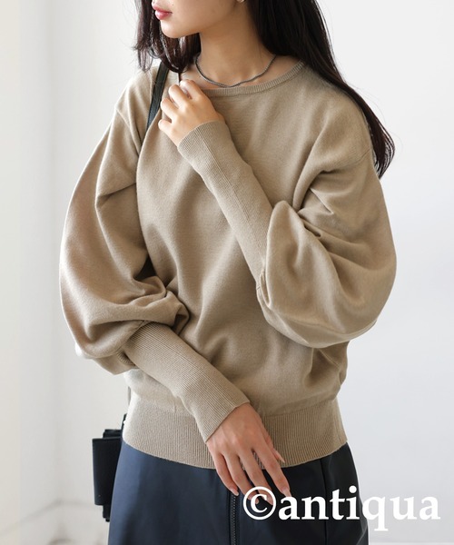 BITEUIL BONBON ダークグレー セーター antiqua ニット セーター バルーン袖ニット レディース