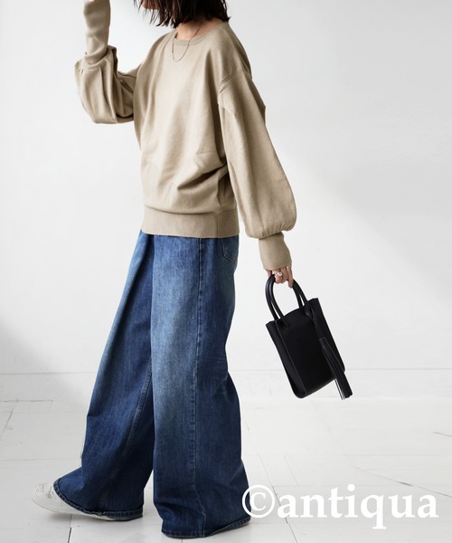 【AMERICAN DREAMS】モヘアVネックバルーン袖セーター【タグ付新品】 美品】AMERICANDREAMS モヘア Vネックニット S ペールピンク