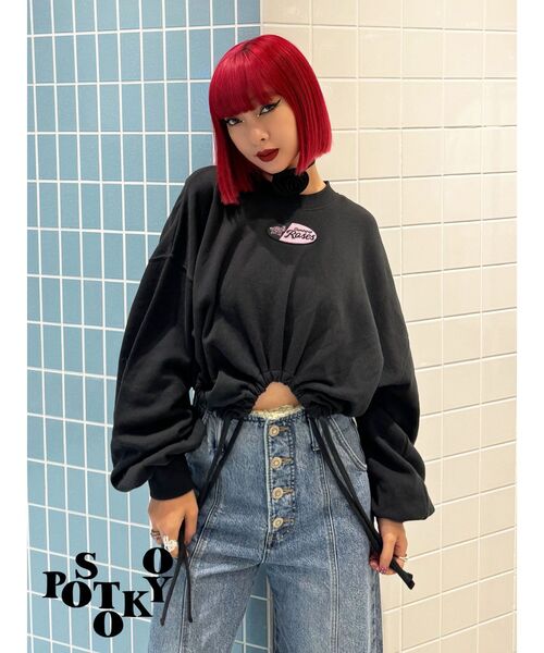 トレーナー スウェット 「Something ×PosTokyo」Drost hem Tops レディース jouetie トレーナー スウェット 「Something ×PosTokyo」Drost