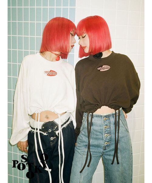 トレーナー スウェット 「Something ×PosTokyo」Drost hem Tops レディース jouetie トレーナー スウェット 「Something ×PosTokyo」Drost