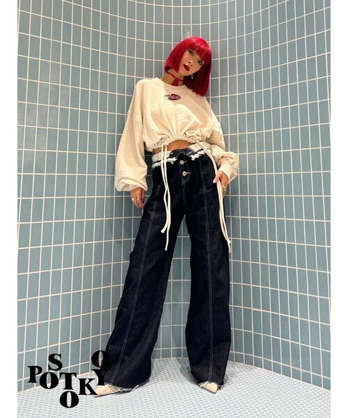 トレーナー スウェット 「Something ×PosTokyo」Drost hem Tops レディース jouetie トレーナー スウェット 「Something ×PosTokyo」Drost