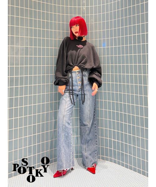 トレーナー スウェット 「Something ×PosTokyo」Drost hem Tops レディース jouetie トレーナー スウェット 「Something ×PosTokyo」Drost