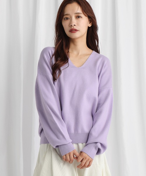 mysty woman（ミスティウーマン） ニット セーター ラメVネックニット