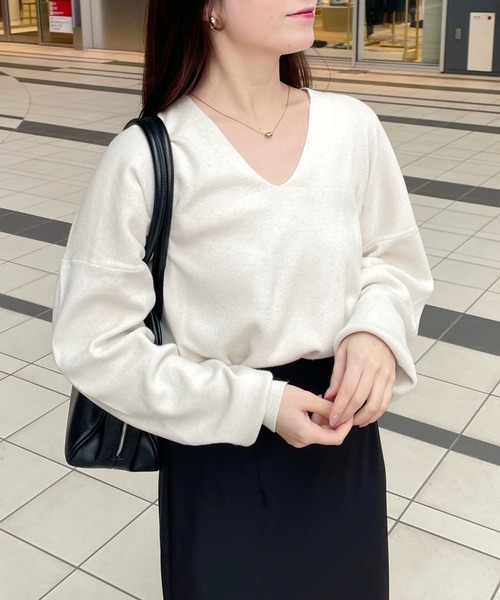 mysty woman（ミスティウーマン） ニット セーター ラメVネックニット