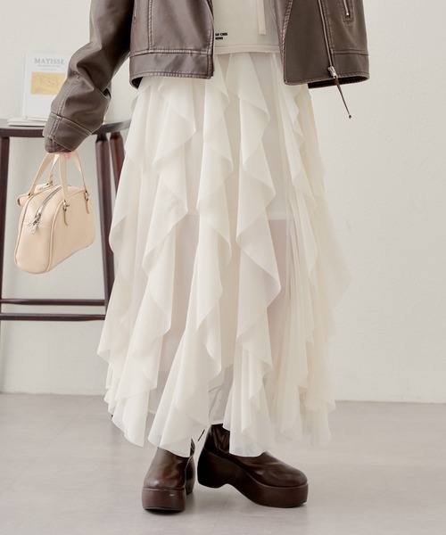 Chico（チコ） スカート 「ペチコート付」ベルト付チュールロング