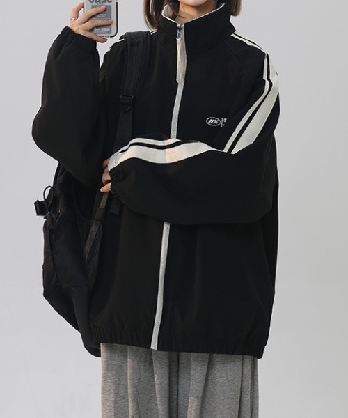 lilful ブルゾン アウター リバーシブルスタンドジップラインナイロン